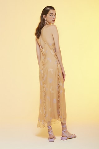 Robe midi en soie - Beige
