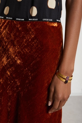 Jupe midi en velours - Marron