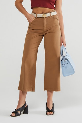 Jean taille haute - Marron clair