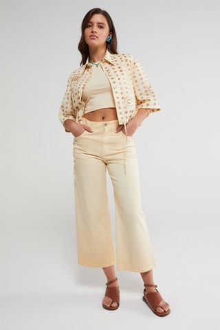 Jean taille haute - Beige