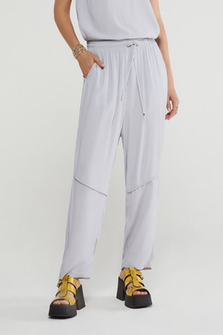 Pantalon taille haute en soie - Bleu clair