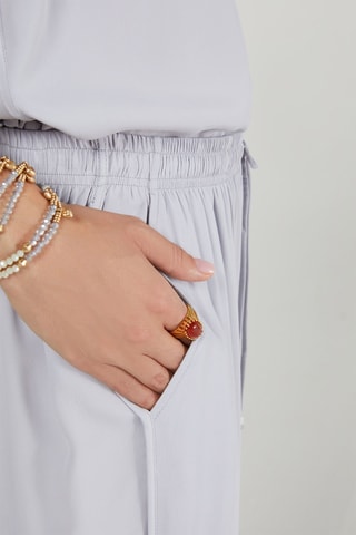 Pantalon taille haute en soie - Bleu clair