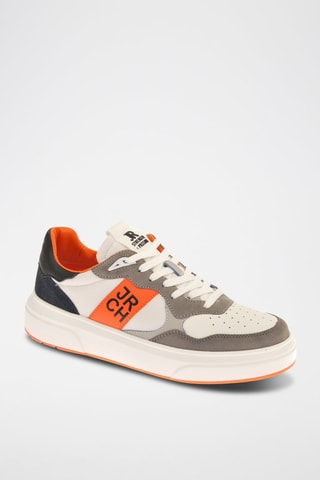 Sneakers en nubuck - Noir, orange et gris