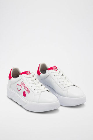 Sneakers plateformes en cuir - Love Moschino - Blanc