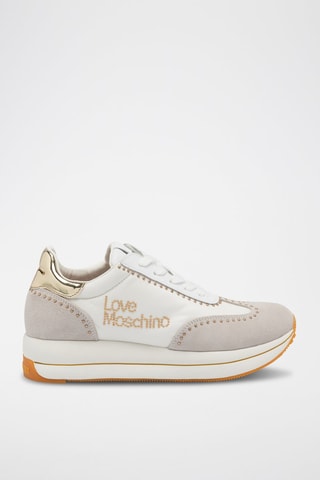 Baskets plateformes en cuir - Love Moschino - Blanc