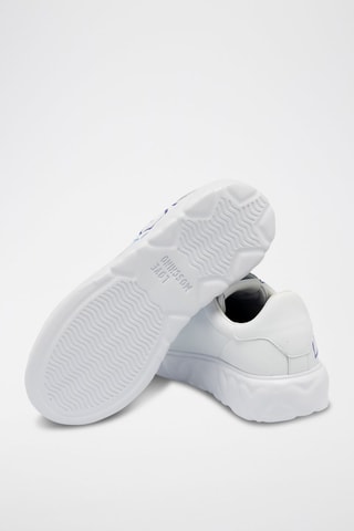 Baskets plateformes en cuir - Love Moschino - Blanc et bleu