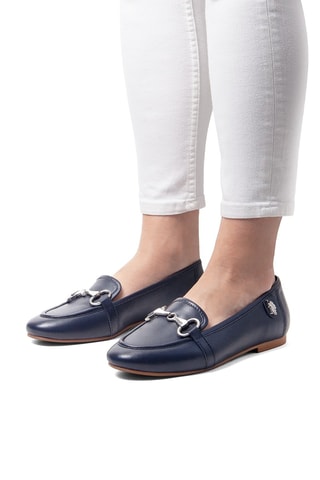 Mocassins en cuir Chery - Bleu et argenté