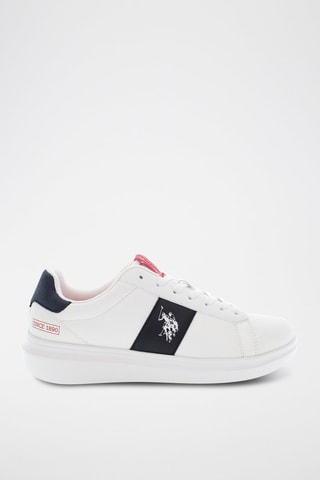 Baskets en cuir George - Blanc et bleu