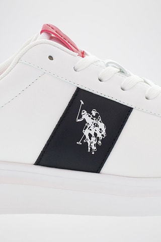 Baskets en cuir George - Blanc et bleu
