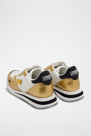 Baskets en cuir - Beige, doré et noir