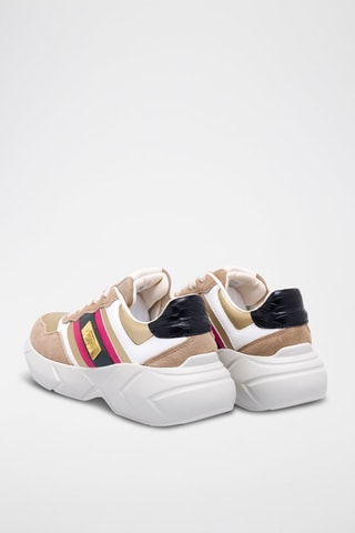 Baskets en nubuck - Blanc, marron, noir et rouge
