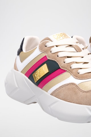 Baskets en nubuck - Blanc, marron, noir et rouge