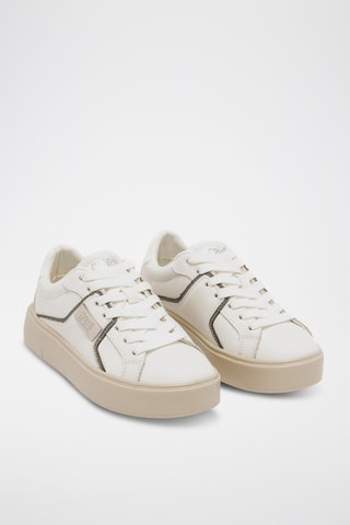 Baskets plateformes en cuir - Blanc et beige