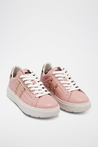 Baskets plateformes en cuir - Love Moschino - Rose