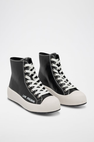 Baskets montantes en cuir - Love Moschino - Noir