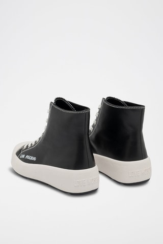 Baskets montantes en cuir - Love Moschino - Noir