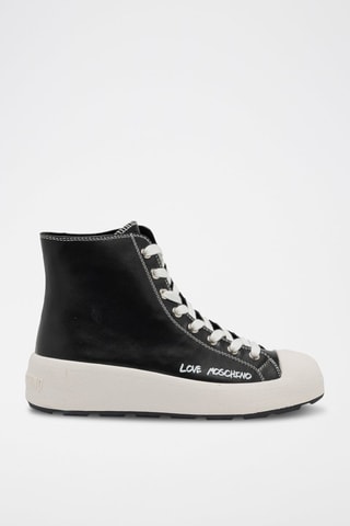 Baskets montantes en cuir - Love Moschino - Noir