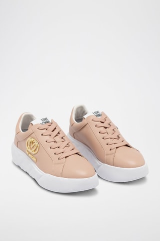 Baskets plateformes en cuir - Love Moschino - Rose