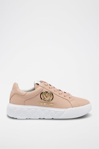 Baskets plateformes en cuir - Love Moschino - Rose