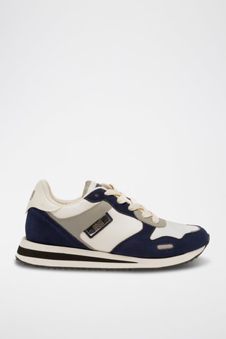 Baskets en nubuck - Beige, noir et bleu
