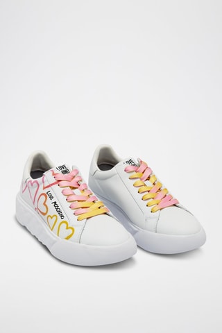 Sneakers plateformes en cuir - Love Moschino - Blanc