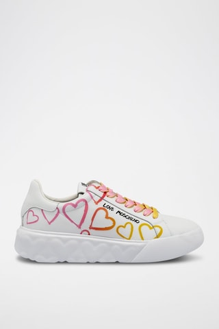 Sneakers plateformes en cuir - Love Moschino - Blanc