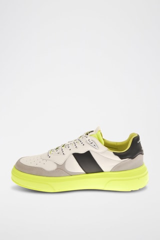 Sneakers en cuir - Orange, gris et noir