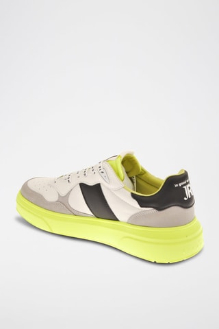 Sneakers en cuir - Orange, gris et noir