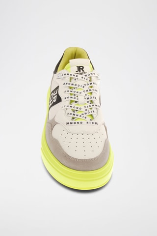 Sneakers en cuir - Orange, gris et noir
