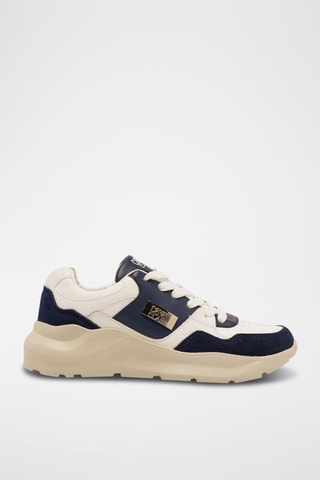 Baskets plateformes en nubuck - Bleu et beige
