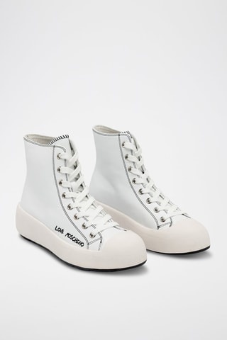 Sneakers montantes en cuir - Love Moschino - Blanc
