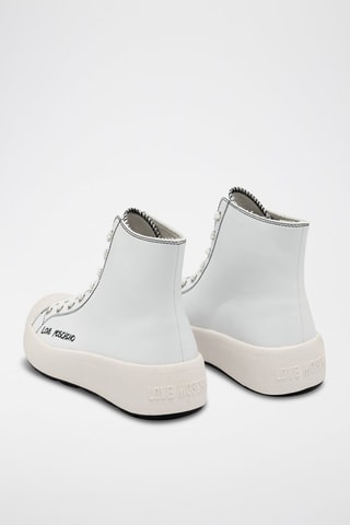 Sneakers montantes en cuir - Love Moschino - Blanc