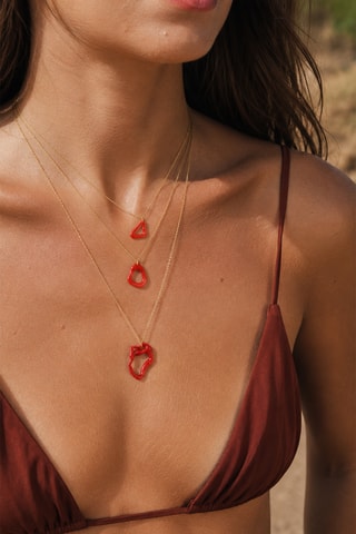 Ketting Giru - Gelamineerd Geelgoud Rood Koraal 