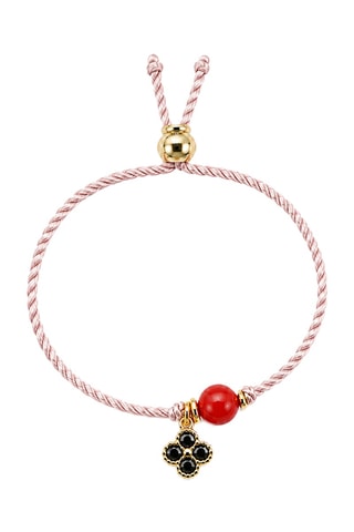 Parure Mystique Hariel - Fil de soie, corail rouge et or jaune laminé