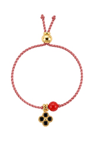 Parure Mystique Hariel - Fil de soie, corail rouge et or jaune laminé