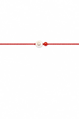 Parure Lucia Algajola - Fil de soie, corail rouge et or jaune laminé