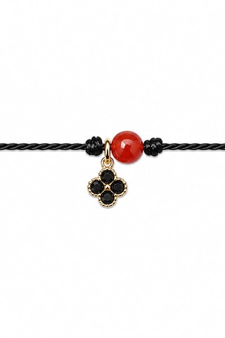 Parure Mystique Hariel - Fil de soie, corail rouge et or jaune laminé