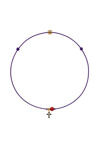 Parure Mystique Gabriel - Fil de soie, corail rouge et or jaune laminé