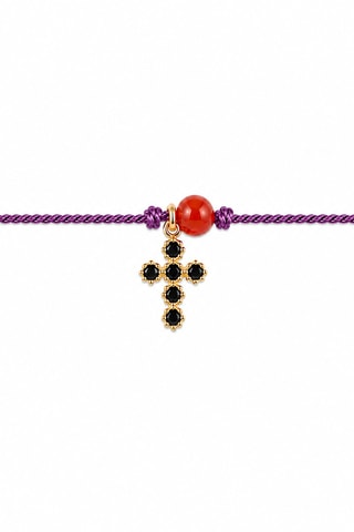 Parure Mystique Gabriel - Fil de soie, corail rouge et or jaune laminé