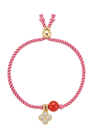 Parure Mystique Hariel - Fil de soie, corail rouge et or jaune laminé