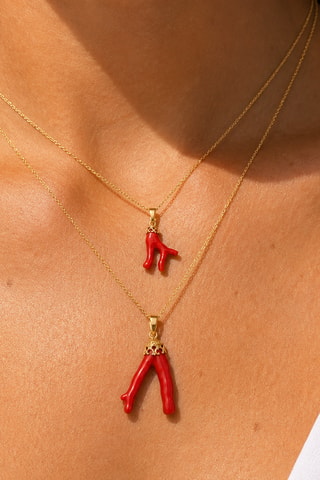 Ketting Elba - Gelamineerd Geelgoud en Rood Koraal 