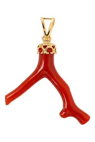 Charm Elbe Branche - Corail rouge et or fin jaune