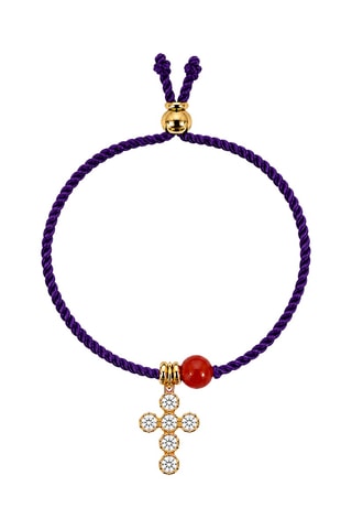 Parure Mystique Gabriel - Fil de soie, corail rouge et or jaune laminé