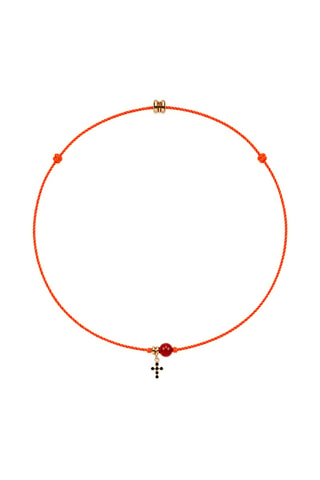 Parure Mystique Gabriel - Fil de soie, corail rouge et or jaune laminé