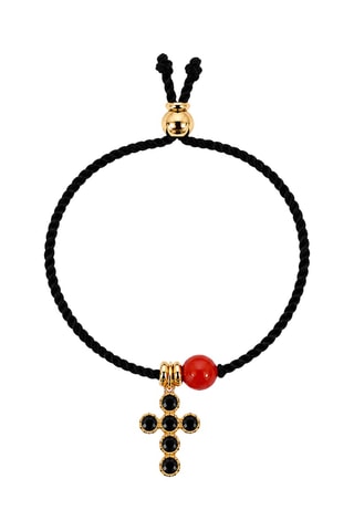 Parure Mystique Gabriel - Fil de soie, corail rouge et or jaune laminé