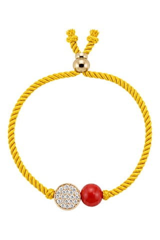 Parure Mystique Cahetel - Fil de soie, corail rouge et or jaune laminé