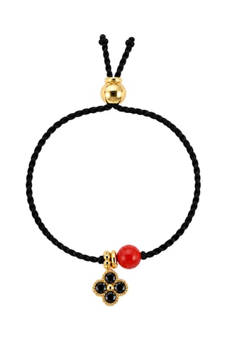 Parure Mystique Hariel - Fil de soie, corail rouge et or jaune laminé