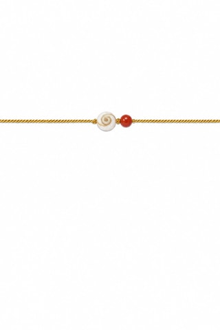 Parure Lucia Algajola - Fil de soie, corail rouge et or jaune laminé