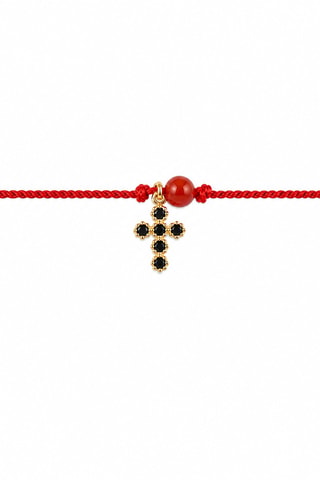 Parure Mystique Gabriel - Fil de soie, corail rouge et or jaune laminé