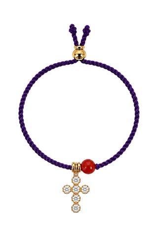Parure Mystique Gabriel - Fil de soie, corail rouge et or jaune laminé